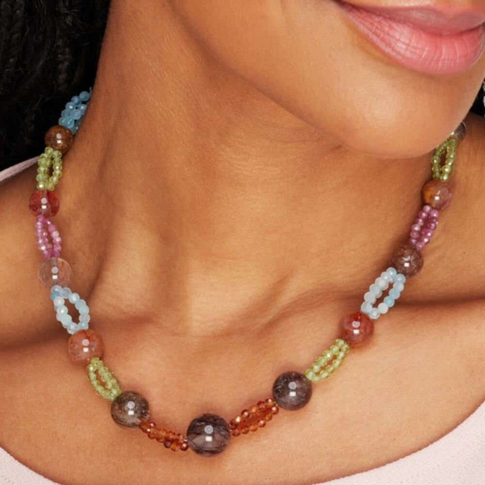 Jay King Mine Finds Sterling Silver Multicolor Natural Gemstone 18" Necklace
